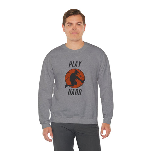 Play Hard Basketball Crewneck Sweatshirt, Unisex Sportswear, Active Lifestyle Sweatshirt, Perfect for Athletes and Coaches