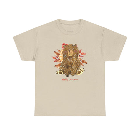 Cozy Autumn Bear Tee, Perfect for Fall Celebrations, Casual Wear, Unisex Cotton T-Shirt, Cute Autumn Apparel