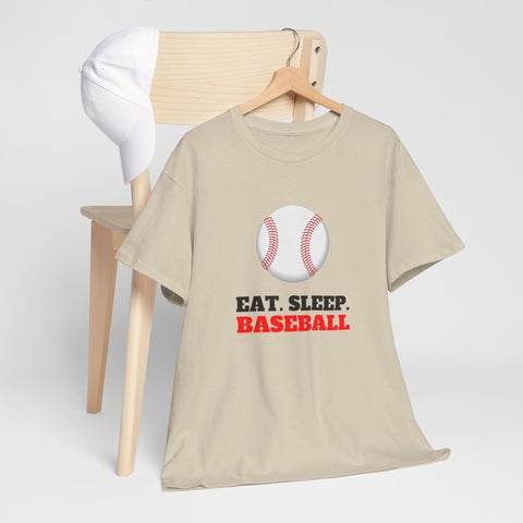 Eat Sleep Baseball Unisex Heavy Cotton Tee, Sports Fans, Gifts for Baseball Lovers, Casual Wear