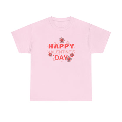 Happy Valentine's Day Unisex Heavy Cotton Tee, Romantic Gift, Casual Wear, Love T-Shirt, Seasonal Fashion, Self-Love Apparel