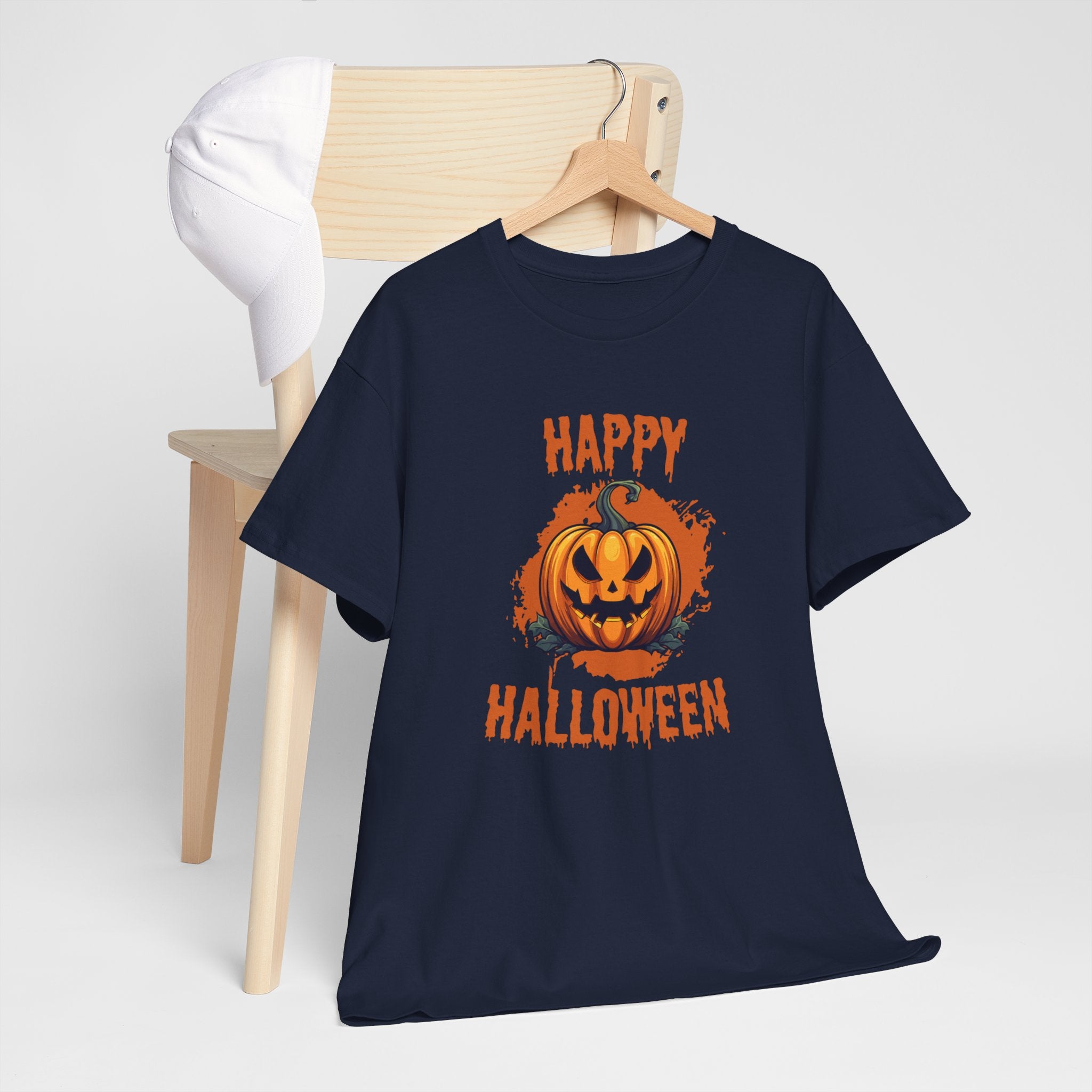 Halloween Unisex Heavy Cotton Tee, Spooky Pumpkin Graphic, Fall Festival Shirt, Halloween Party Top, Casual Autumn Apparel