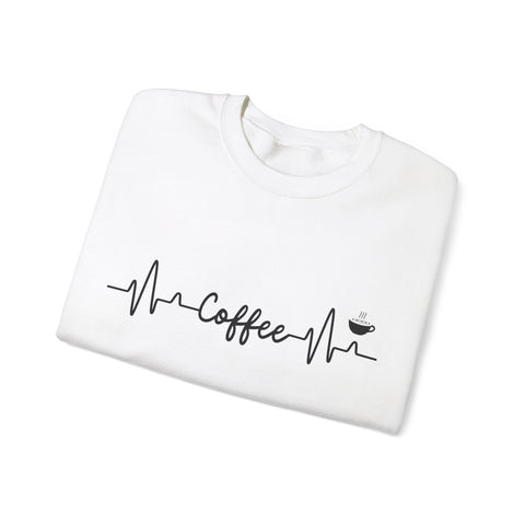 Coffee Heartbeat Crewneck Sweatshirt, Cozy Gift for Coffee Lovers, Unisex Pullover, Casual Wear, Perfect for Gifting