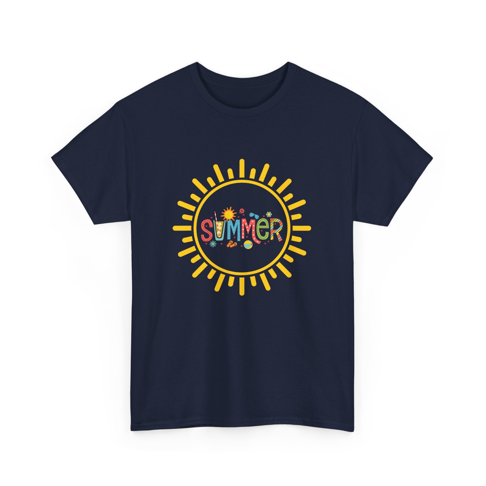 Summer Vibes Unisex Heavy Cotton Tee, Casual Summer Shirt, Retro Sunshine Tee