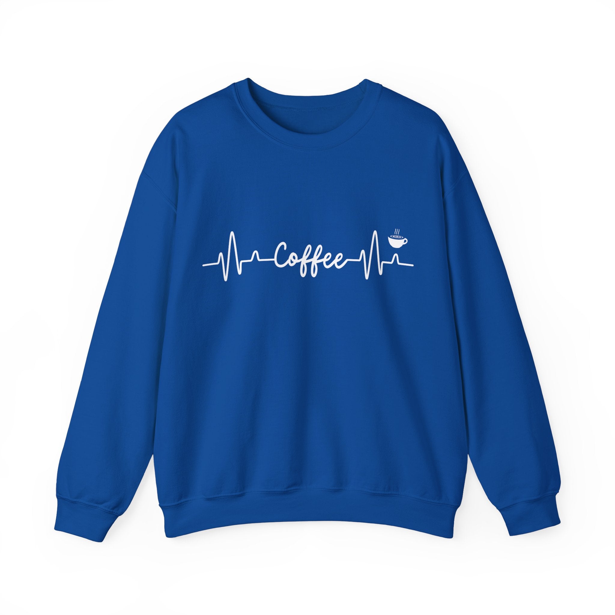 Coffee Heartbeat Crewneck Sweatshirt, Cozy Gift for Coffee Lovers, Unisex Pullover, Casual Wear, Perfect for Gifting