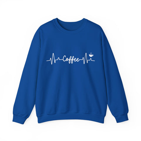 Coffee Heartbeat Crewneck Sweatshirt, Cozy Gift for Coffee Lovers, Unisex Pullover, Casual Wear, Perfect for Gifting