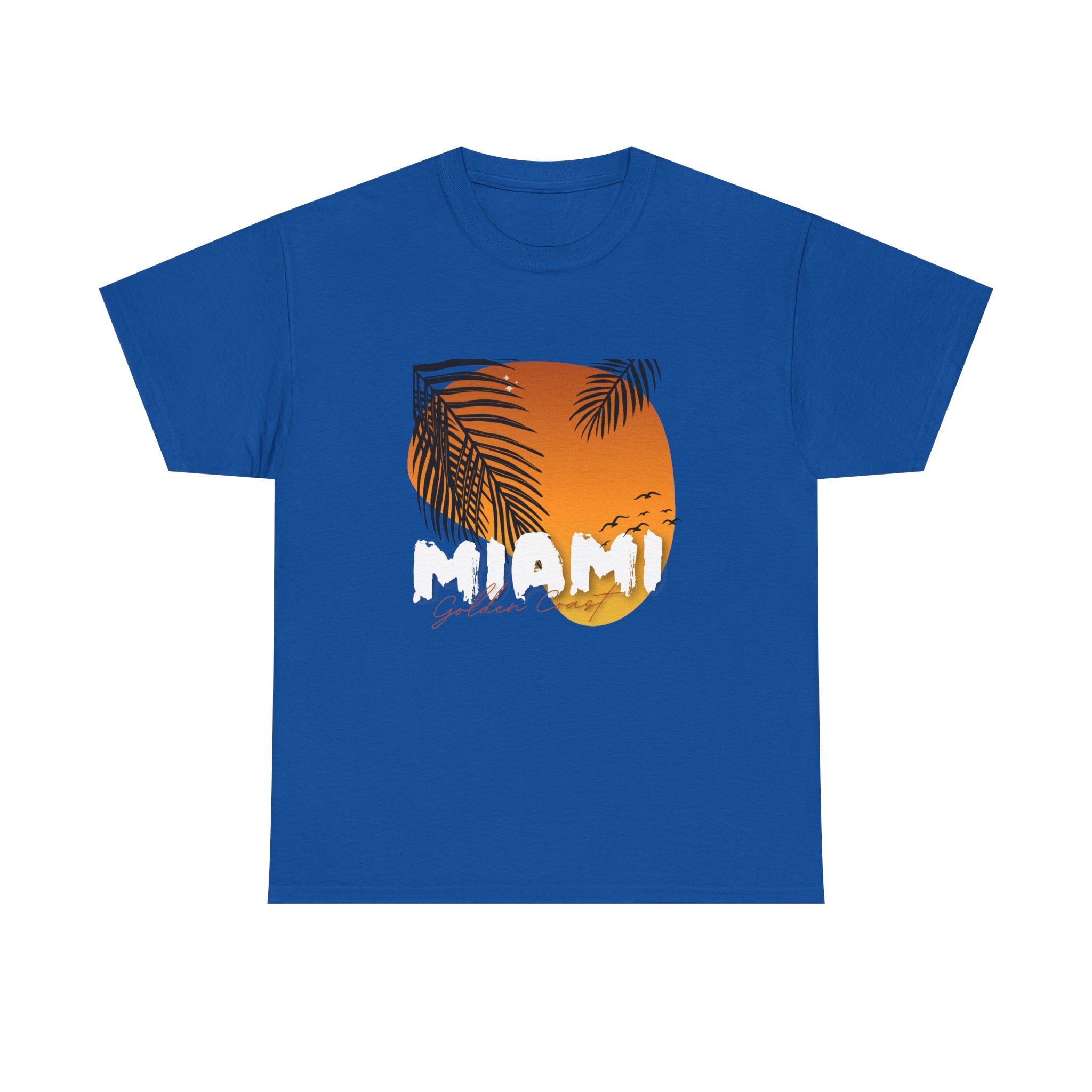 Miami Sunset Unisex Heavy Cotton Tee | Casual Summer T-Shirt, Relaxed Fit Shirt