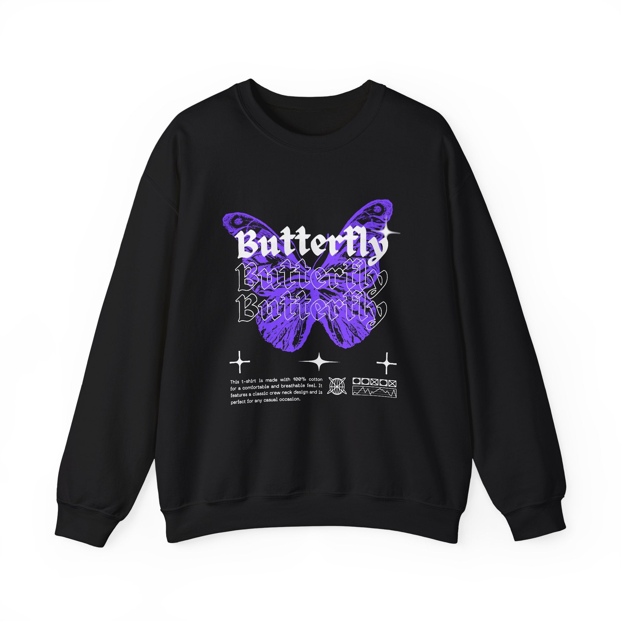 Butterfly Graphic Crewneck Sweatshirt, Unisex Sweatshirt, Cozy,Streetwear Fashion, Spring Wardrobe Essential, Butterfly Lover's Gift