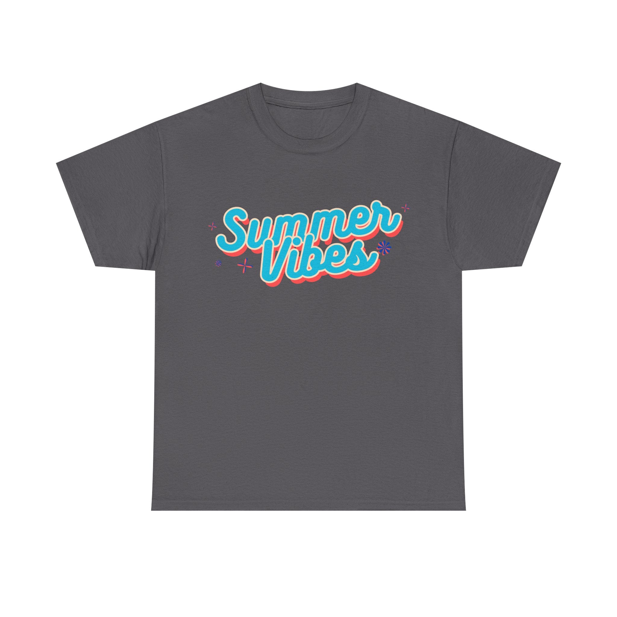Summer Vibes Unisex Heavy Cotton Tee, Casual Summer Shirt, Beachwear, Gift for Friends, Vacation Essential, Fun Tee