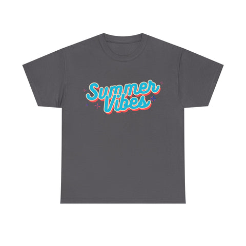 Summer Vibes Unisex Heavy Cotton Tee, Casual Summer Shirt, Beachwear, Gift for Friends, Vacation Essential, Fun Tee
