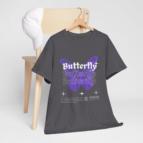 Butterfly Graphic Tee - Unisex Heavy Cotton T-Shirt, Nature Lover Gift, Casual Streetwear, Trendy Outfit, Spring Fashion
