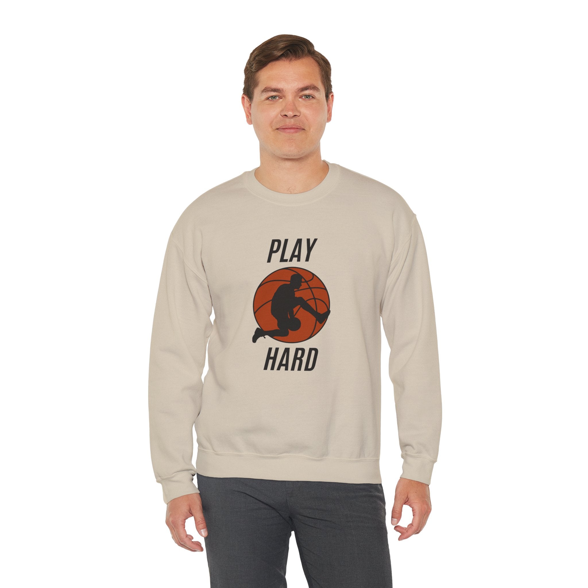 Play Hard Basketball Crewneck Sweatshirt, Unisex Sportswear, Active Lifestyle Sweatshirt, Perfect for Athletes and Coaches