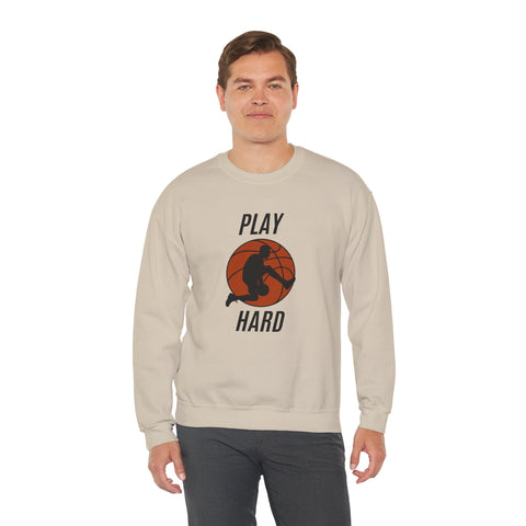 Play Hard Basketball Crewneck Sweatshirt, Unisex Sportswear, Active Lifestyle Sweatshirt, Perfect for Athletes and Coaches