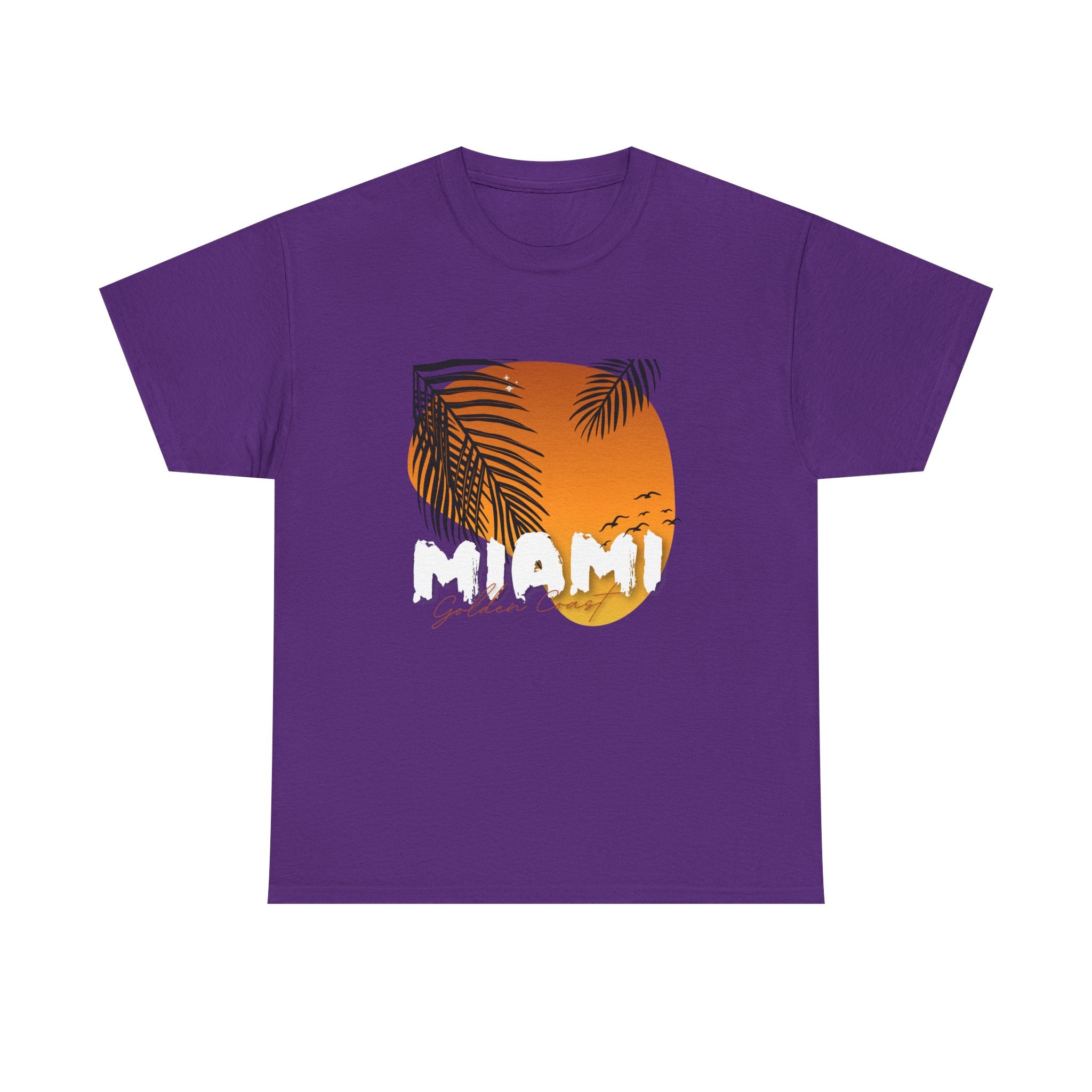Miami Sunset Unisex Heavy Cotton Tee | Casual Summer T-Shirt, Relaxed Fit Shirt