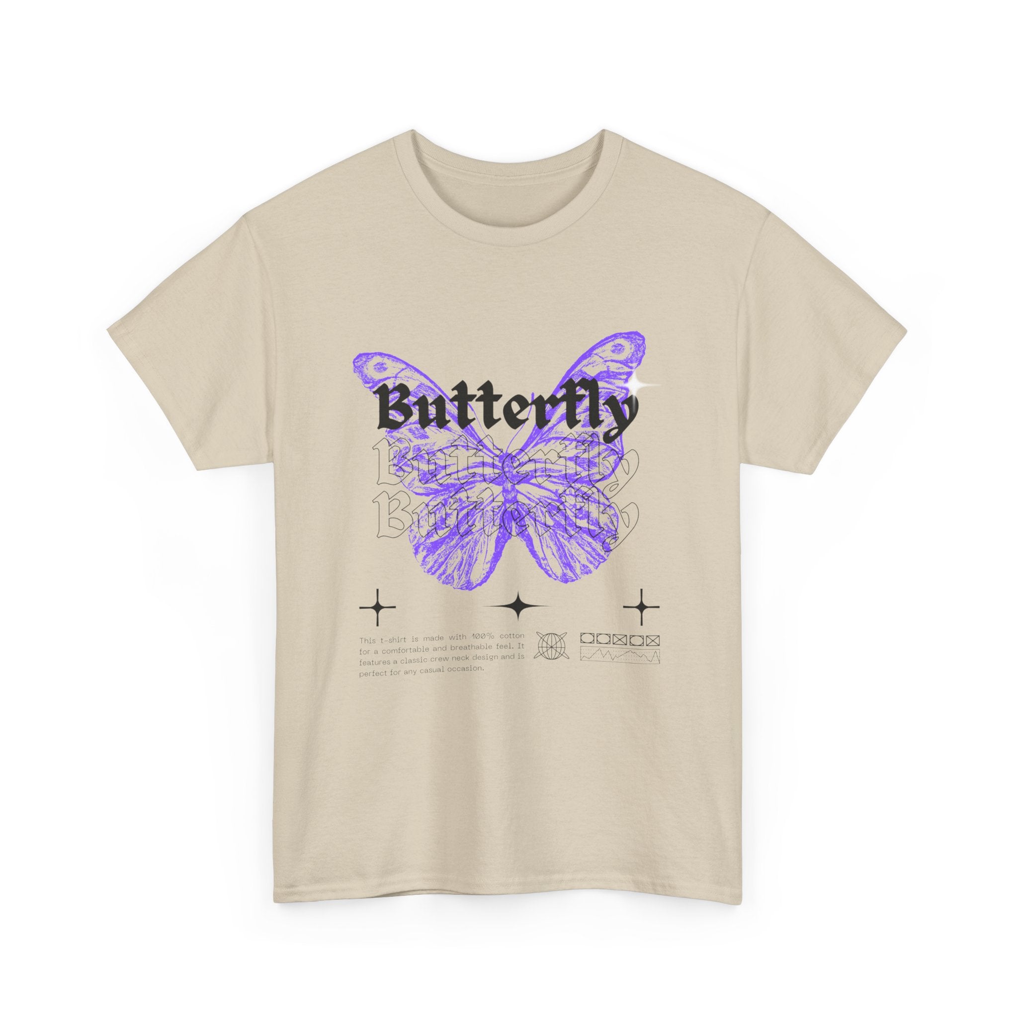 Butterfly Graphic Tee - Unisex Heavy Cotton T-Shirt, Nature Lover Gift, Casual Streetwear, Trendy Outfit, Spring Fashion