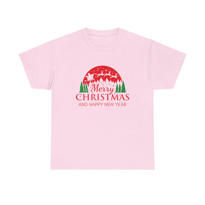 Festive Christmas Tee - Merry Christmas and Happy New Year, Holiday Shirt, Unisex Cotton T-Shirt, Christmas Gift, Winter Apparel