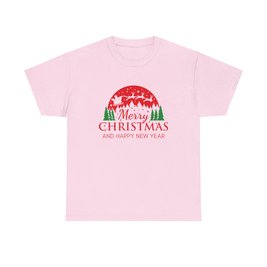 Festive Christmas Tee - Merry Christmas and Happy New Year, Holiday Shirt, Unisex Cotton T-Shirt, Christmas Gift, Winter Apparel