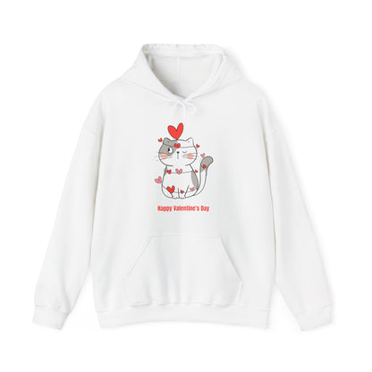 Cute Cat Valentine's Day Hoodie, Unisex Sweatshirt for Pet Lovers, Cozy Gift, Valentine's Day Apparel, Cat Lover Hoodie, Heart Design