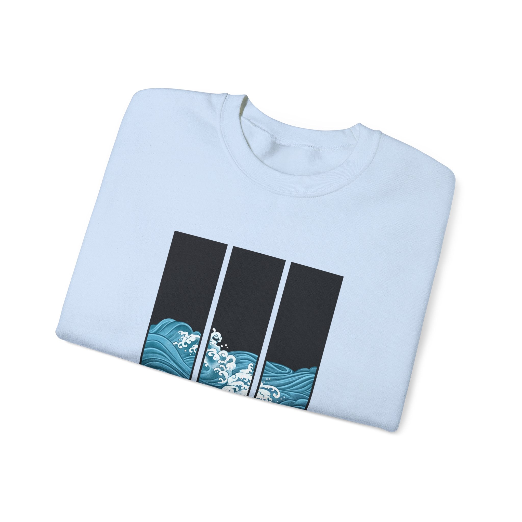 Japanese inspired Wave Art Unisex Crewneck Sweatshirt - Cozy Ocean Vibes, Perfect for Beach Lovers, Casual Wear, Summer Fashion