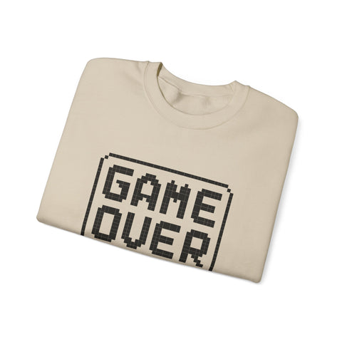 Pixel Art Game Over Sweatshirt, Retro Gaming Sweater, Cozy Unisex Pullover, Perfect Gift for Gamers, Versatile Casual Wear