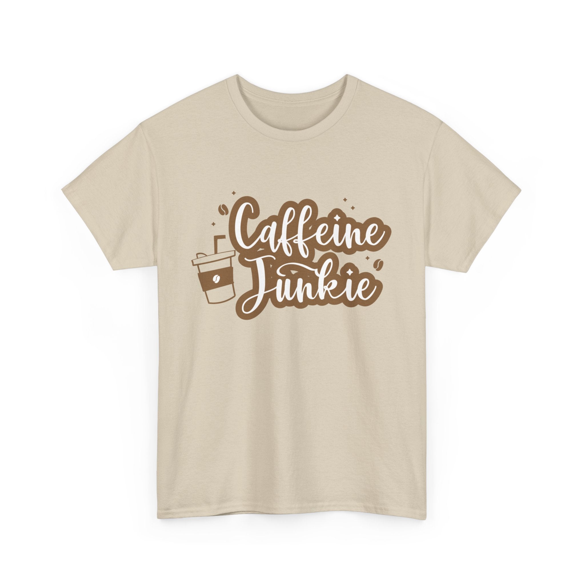 Caffeine Junkie Unisex Heavy Cotton Tee, Coffee Lover Shirt, Gift for Baristas, Comfortable Casual Wear, Daily Essentials