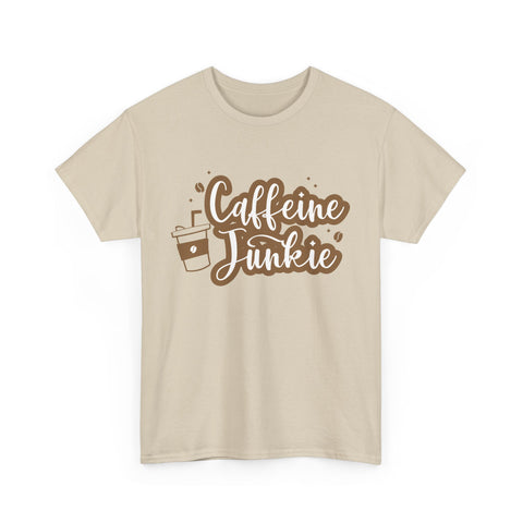 Caffeine Junkie Unisex Heavy Cotton Tee, Coffee Lover Shirt, Gift for Baristas, Comfortable Casual Wear, Daily Essentials