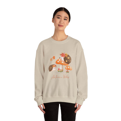 Autumn Vibes Unisex Crewneck Sweatshirt, Cozy Fall Sweater, Hedgehog Design, Perfect Gift for Nature Lovers, Seasonal Apparel, Casual