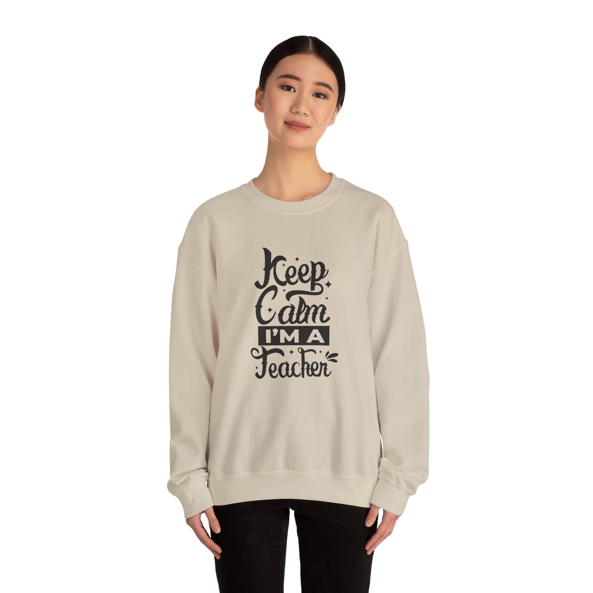 Teacher Appreciation Sweatshirt, Cozy Education Gift, Keep Calm I'm a Teacher, School Spirit Clothing, Unisex Crewneck Sweater, Casual Wear