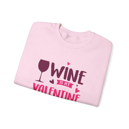 Wine is My Valentine Sweatshirt | Cozy Valentine's Day Gift, Cute Couples Apparel, Funny Wine Lover Sweater, Unisex Crewneck