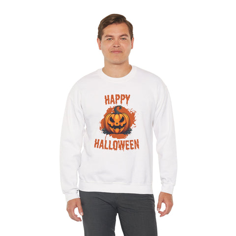 Halloween Pumpkin Crewneck Sweatshirt, Cozy Fall Sweater for Halloween, Unisex Sweatshirt, October Celebration Apparel