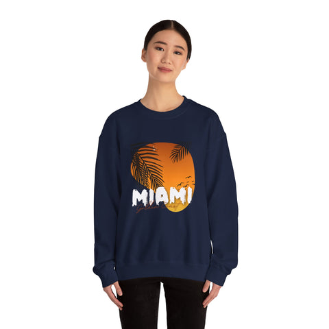 Miami Sunset Crewneck Sweatshirt, Beach Vibes Apparel, Unisex Casual Wear, Summer Fashion