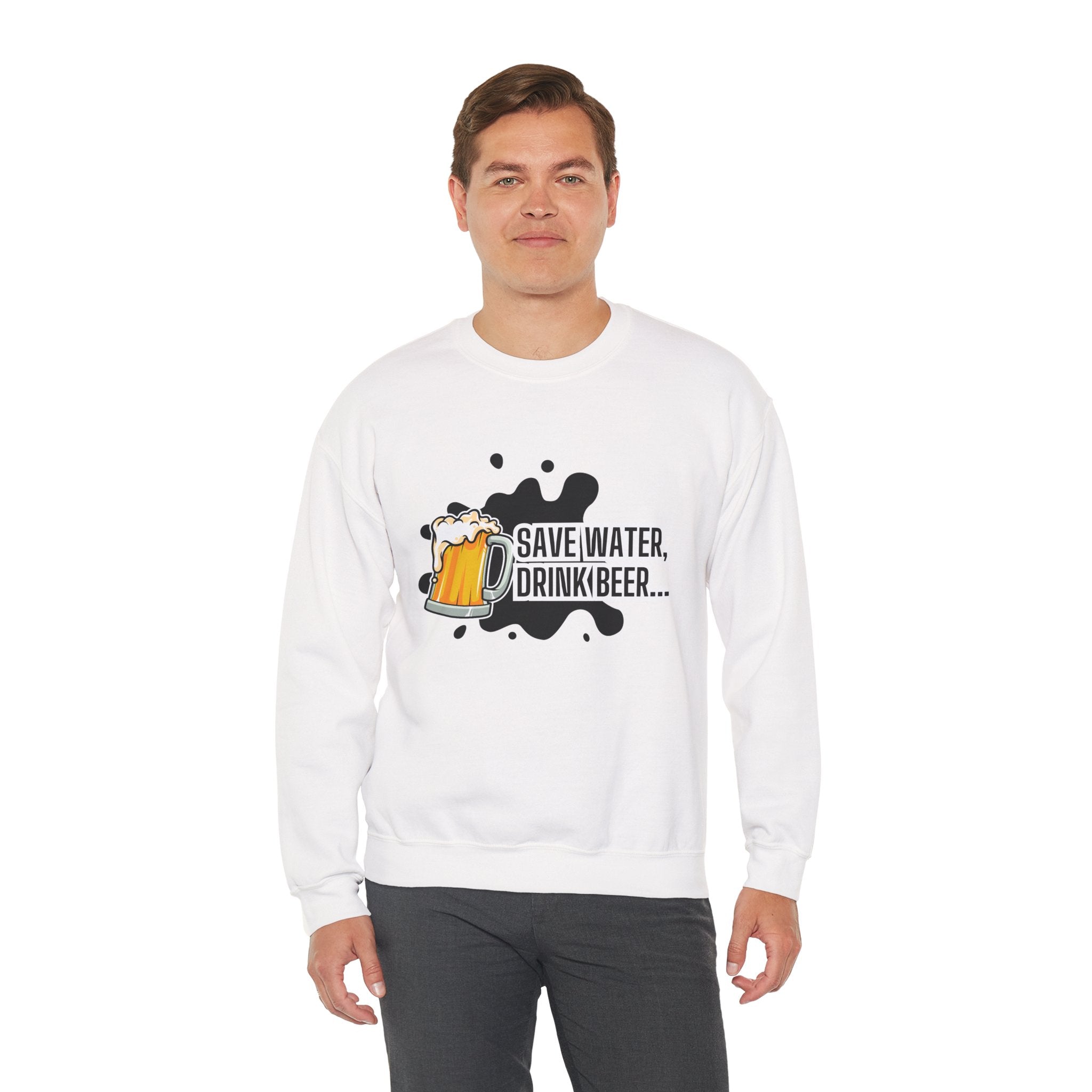 Humorous Beer Lover Sweatshirt, Save Water Drink Beer Crewneck, Gift for Beer Enthusiasts, Men's & Women's Apparel, Funny Drinking Top