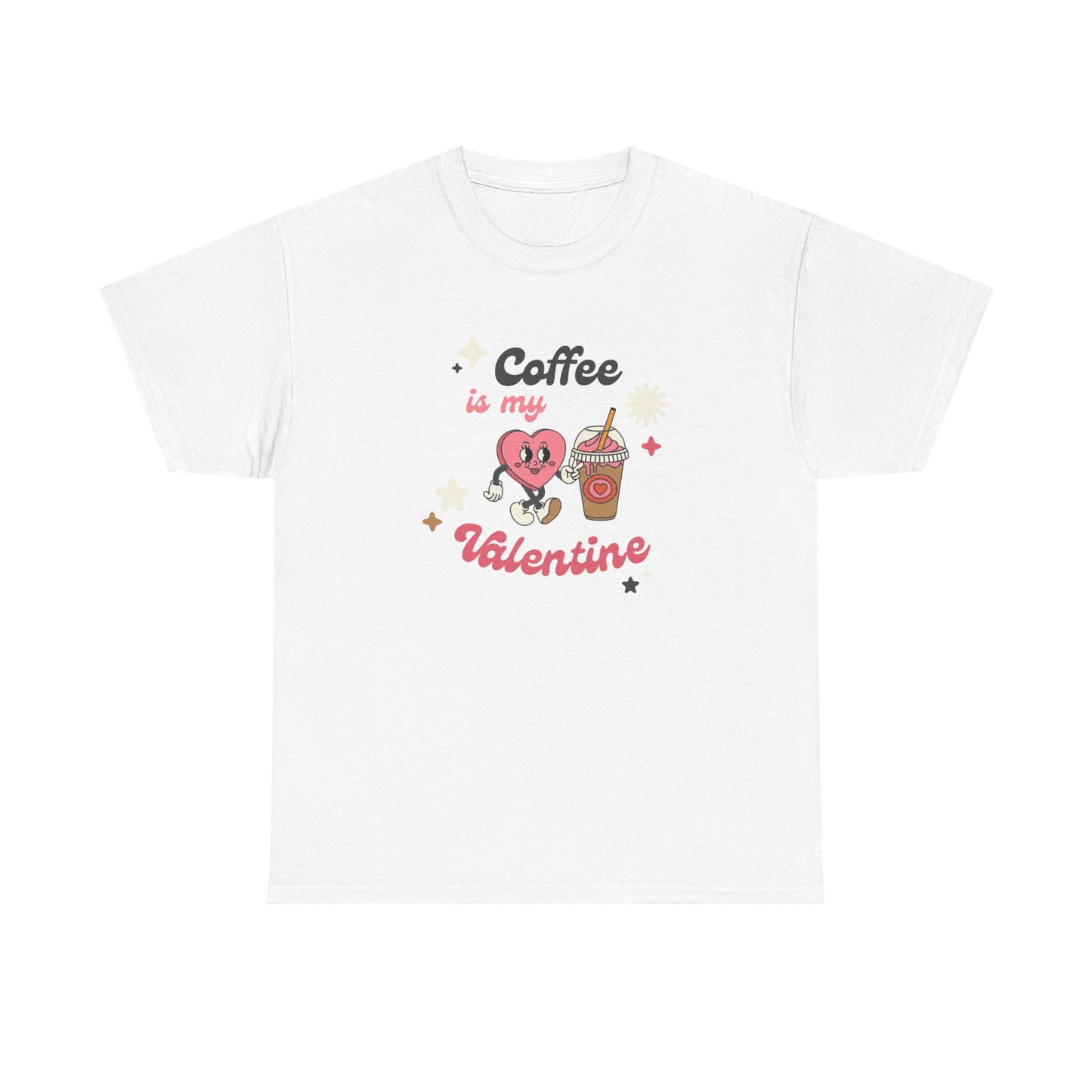 Coffee is My Valentine Unisex Heavy Cotton Tee, Cute Coffee Lover's Shirt, Valentine's Day Gift, Casual Lounge Wear, Fun T-Shirt