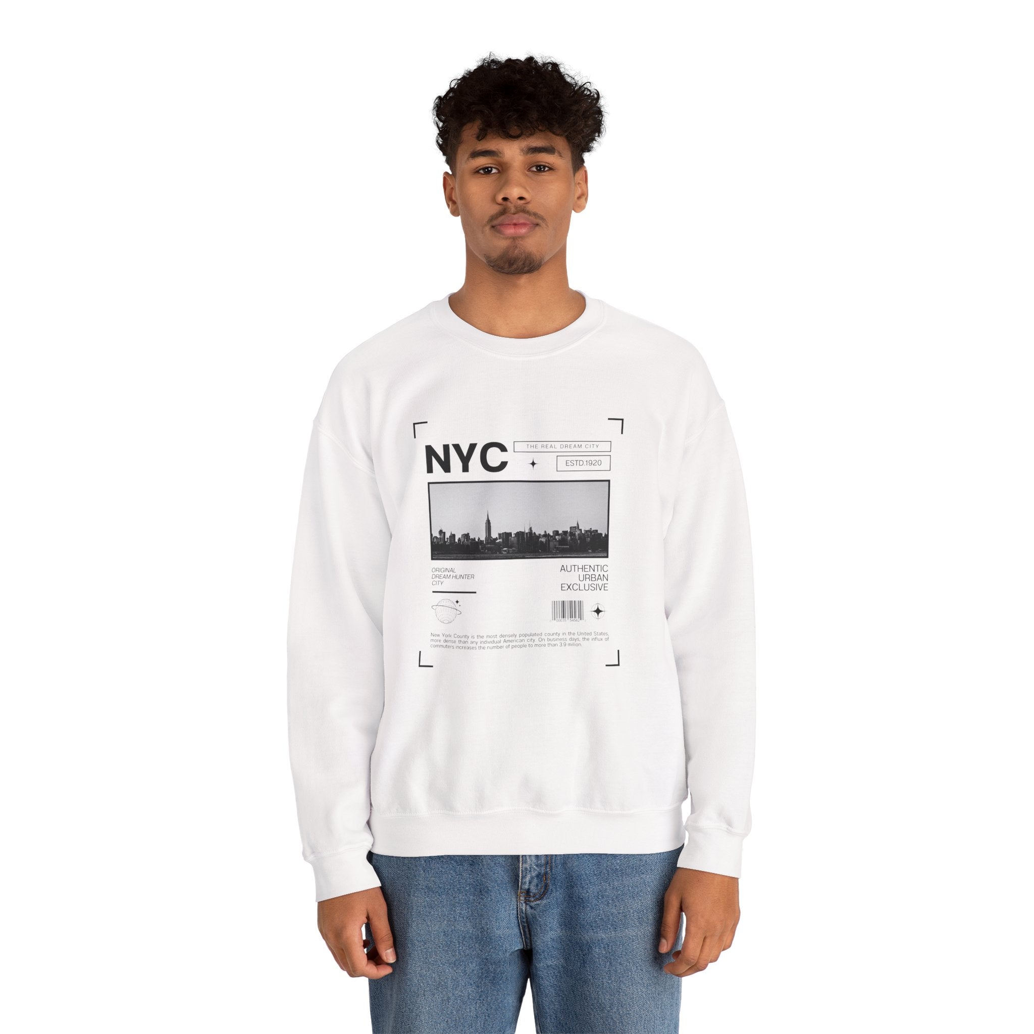 NYC Graphic Crewneck Sweatshirt - Urban Streetwear Pullover, Gift for Travelers, Unisex Sweatshirt