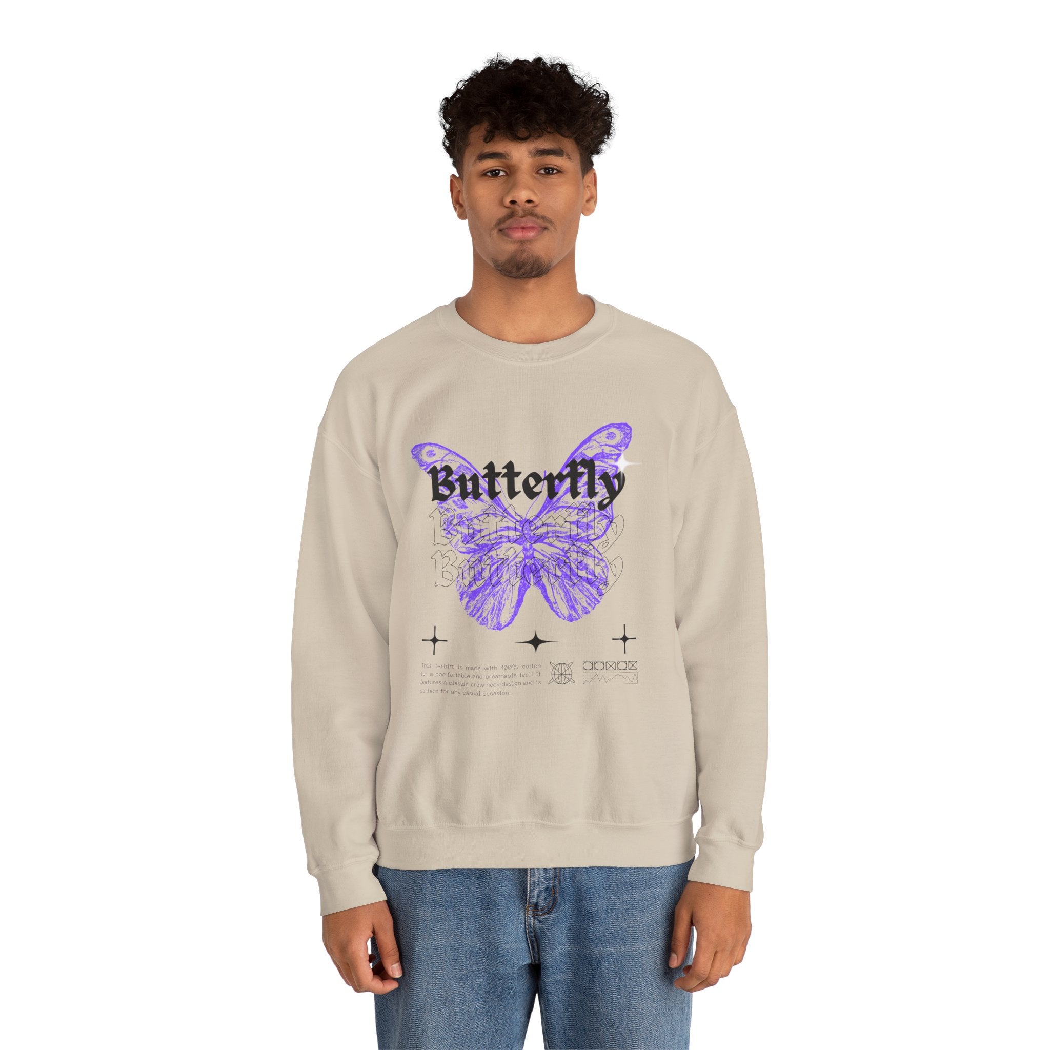Butterfly Graphic Crewneck Sweatshirt, Unisex Sweatshirt, Cozy,Streetwear Fashion, Spring Wardrobe Essential, Butterfly Lover's Gift