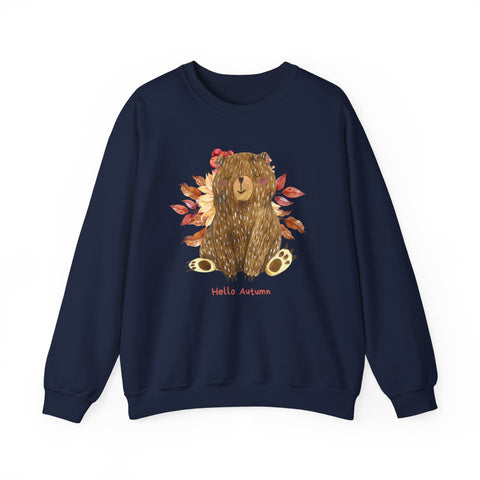 Cozy Bear Sweatshirt for Autumn, Unisex Crewneck with Fall Vibes, Ideal for Thanksgiving, Casual Wear