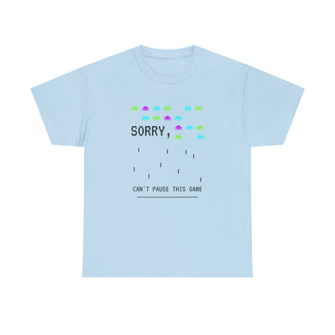 Retro Gamer Unisex Heavy Cotton Tee, Sorry Can't Pause This Game Shirt, Casual Wear T-Shirt, Fun Gaming Tee