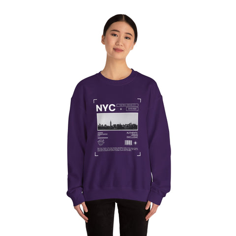 NYC Graphic Crewneck Sweatshirt - Urban Streetwear Pullover, Gift for Travelers, Unisex Sweatshirt