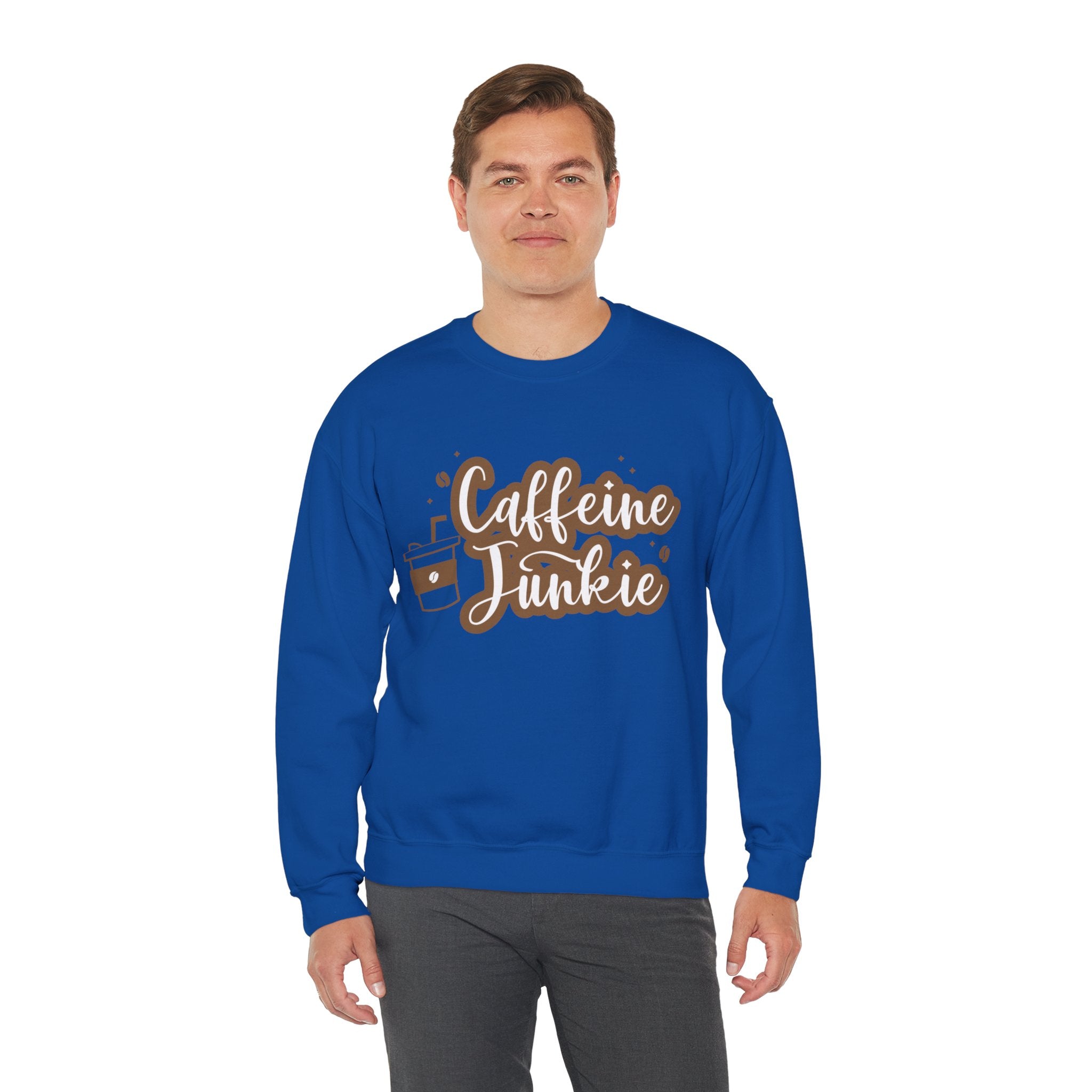 Caffeine Junkie Crewneck Sweatshirt | Cozy Gift for Coffee Lovers, Perfect for Fall, Everyday Wear, Casual Style, Gift for Her