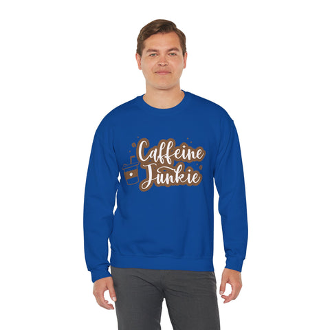 Caffeine Junkie Crewneck Sweatshirt | Cozy Gift for Coffee Lovers, Perfect for Fall, Everyday Wear, Casual Style, Gift for Her