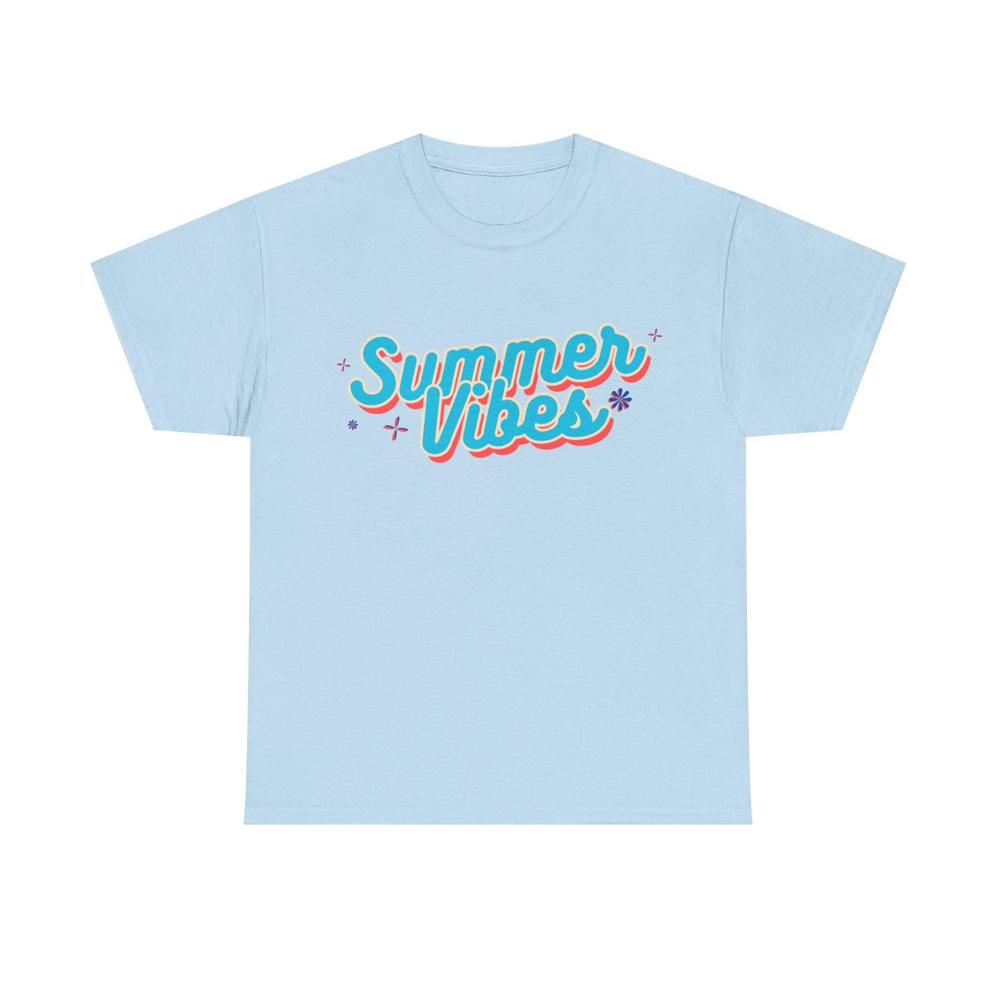 Summer Vibes Unisex Heavy Cotton Tee, Casual Summer Shirt, Beachwear, Gift for Friends, Vacation Essential, Fun Tee