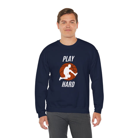 Play Hard Basketball Crewneck Sweatshirt, Unisex Sportswear, Active Lifestyle Sweatshirt, Perfect for Athletes and Coaches