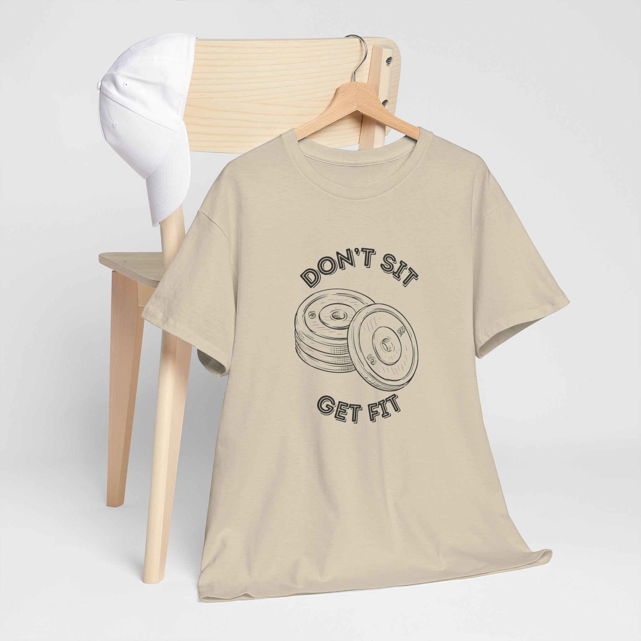 Motivational Fitness Tee - Don't Sit Get Fit, Gym Shirt, Workout Apparel, Fitness Gift, Activewear