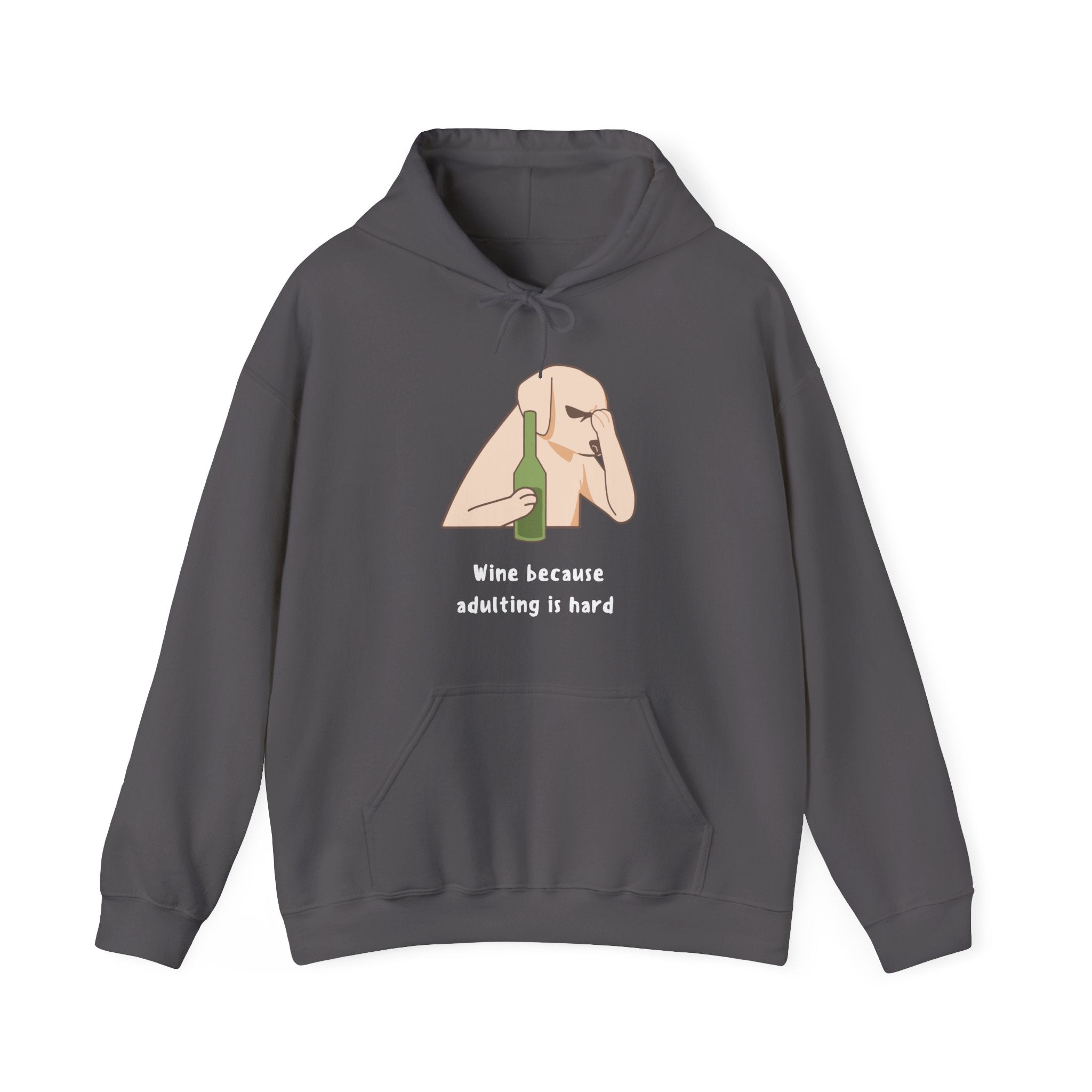 Funny Wine Lover Hoodie - Wine Because Adulting is Hard; Sweatshirt, Gift for Wine Enthusiasts, Cozy Loungewear