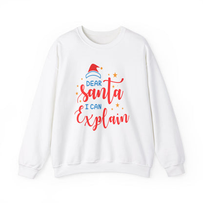 Funny Santa Sweatshirt, Cozy Holiday Gift, Cute Christmas Apparel, Unisex Crewneck, Dear Santa I Can Explain