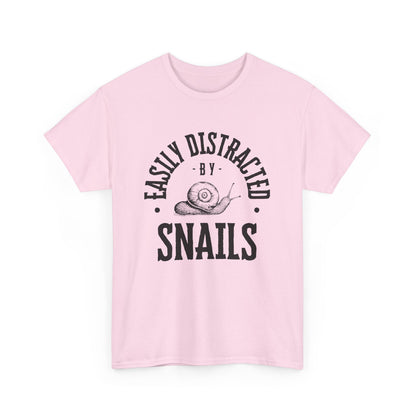 Easily Distracted by Snails Tee, Funny Snail Shirt, Unisex Graphic Tee, Gift for Snail Lovers, Nature Humor Tee, Casual Wear