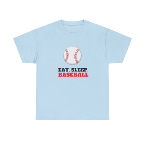 Eat Sleep Baseball Unisex Heavy Cotton Tee, Sports Fans, Gifts for Baseball Lovers, Casual Wear