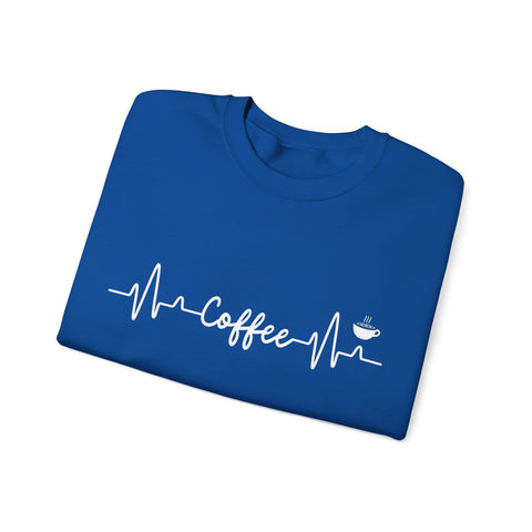 Coffee Heartbeat Crewneck Sweatshirt, Cozy Gift for Coffee Lovers, Unisex Pullover, Casual Wear, Perfect for Gifting