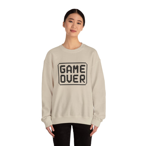 Pixel Art Game Over Sweatshirt, Retro Gaming Sweater, Cozy Unisex Pullover, Perfect Gift for Gamers, Versatile Casual Wear