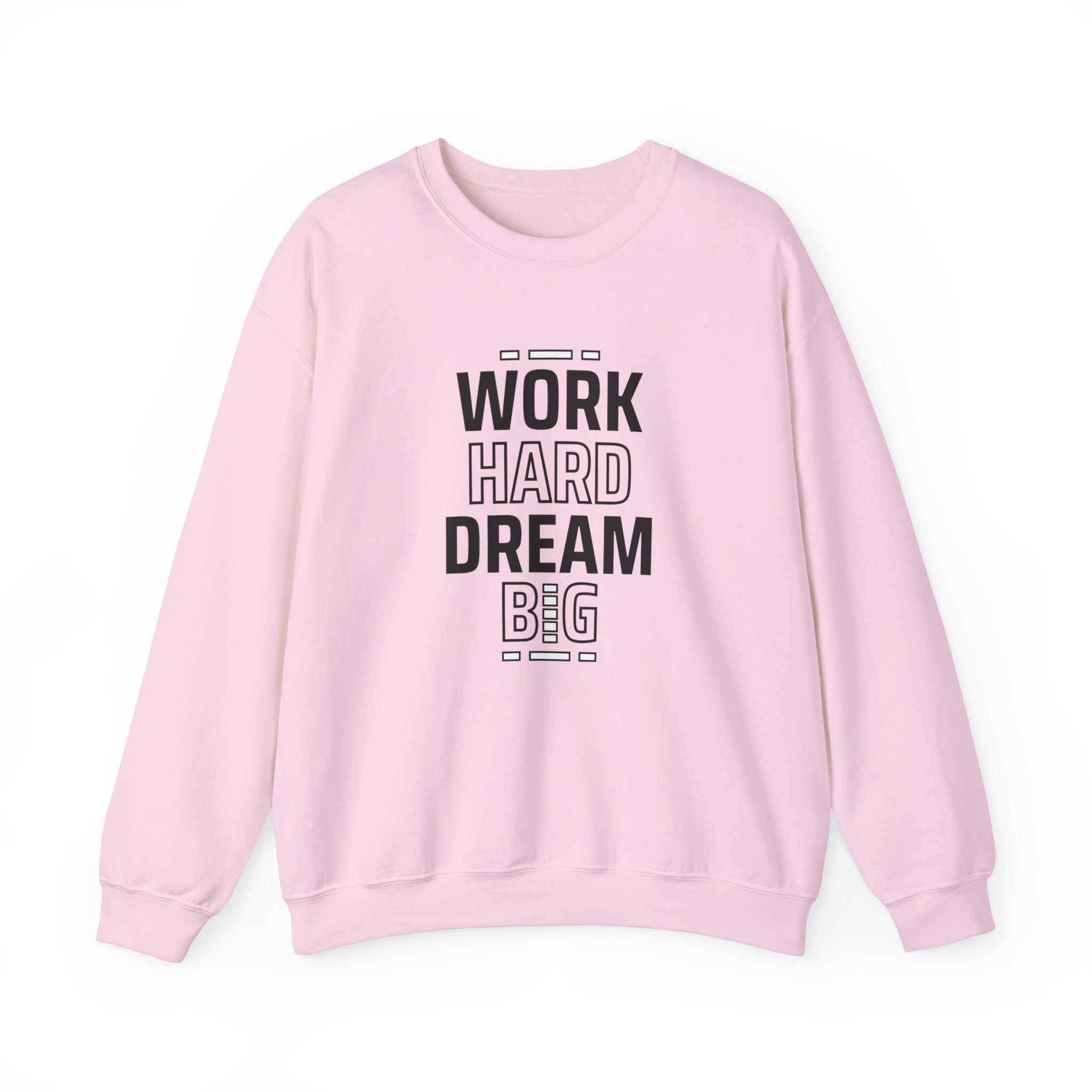 Motivational Crewneck Sweatshirt - Work Hard Dream Big - Gift for Students, Athletes - Cozy Casual Wear, Everyday Inspirational Jumper,