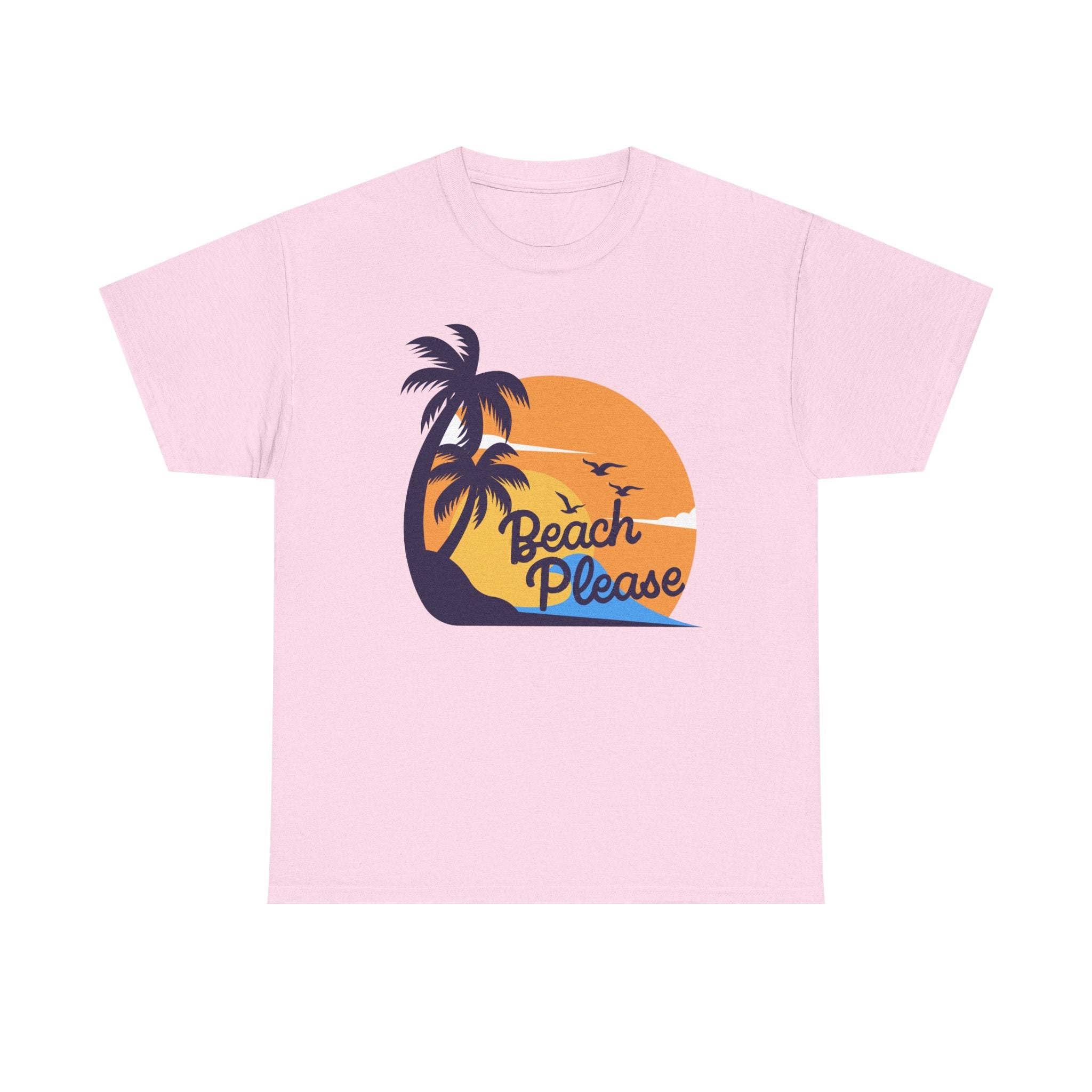 Beach Please Unisex Heavy Cotton Tee - Relaxed Summer Vibe, Perfect for Vacations, Beach Days, Casual Outfits, Gift for Beach Lovers